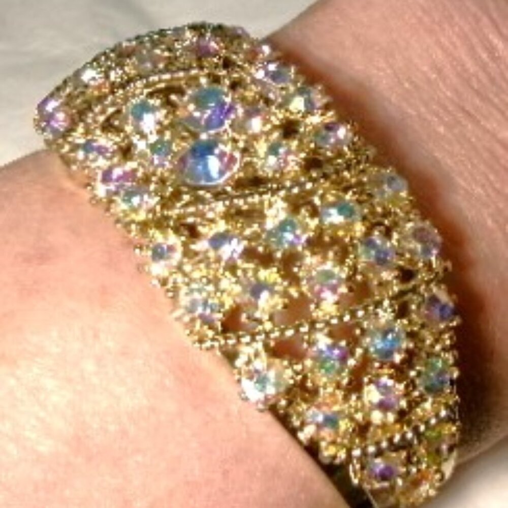 Vintage Clamper Rhinestone Bracelet***Stunning***